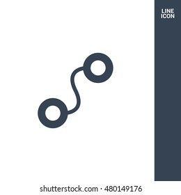 Map isolated minimal single flat icon in black and white colors. Route line vector icon for websites and mobile minimalistic flat design.