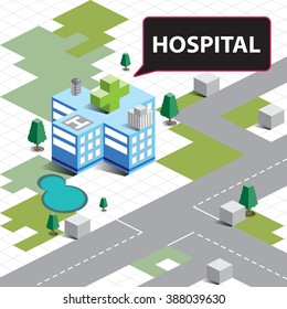 map isometric hospital