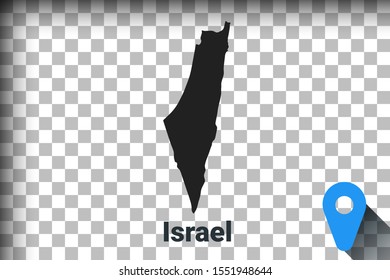 Map of Israel, black map on a transparent background. alpha channel transparency simulation in png. vector illustration