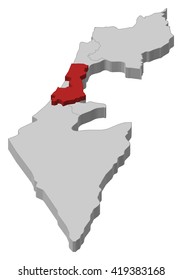 Map - Israel, Central District - 3D-Illustration