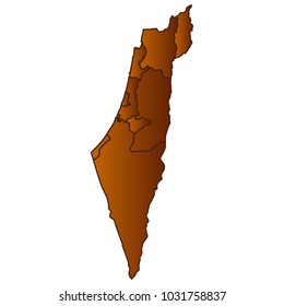 Map of Israel- Map of the city and each border separately. Brown Gold eps Vector Illustration 10