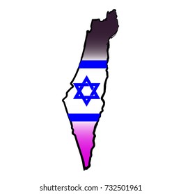 Map of Israel with a flag.