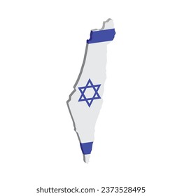 Map of Israel with flag 3d is colored in the colors of the national flag. Vector illustration