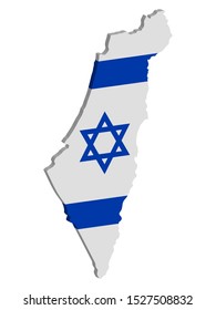 Map of Israel with flag 3d vector illustration