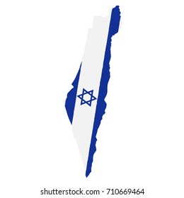 Map of Israel with Flag. Hand Painted with Brush. Vector Illustration.