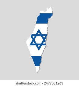 Map of Israel with flag isolated vector illustration on white background.