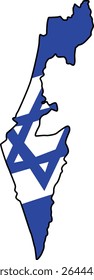 Map of Israel with Flag on White Background