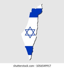 Map Of Israel With Flag, Vector Illustration