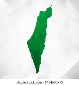 Map of Israel - Green Geometric Rumpled Triangular , Polygonal Design For Your . Vector illustration eps 10