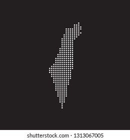 Map of Israel, halftone abstract background. The black dots on a gray background. Pixel vector illustration