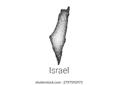 map of Israel. monochrome grain gradient texture. old vintage map. hand drawn dots on white background. vector illustration backdrop