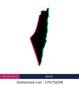 Map of Israel in multicolor style on the border vector design template.