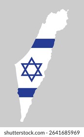 Map of Israel with National Flag Design A Symbolic Representation of the Countrys Identity and Geographic Boundaries Distinctly Displayed.