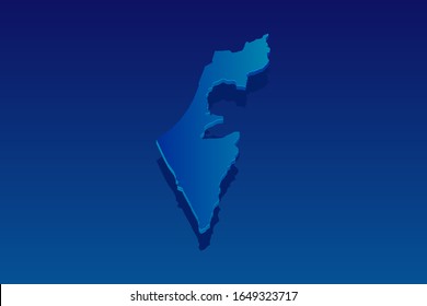 map of Israel on blue background. Vector modern isometric concept greeting Card illustration eps 10.