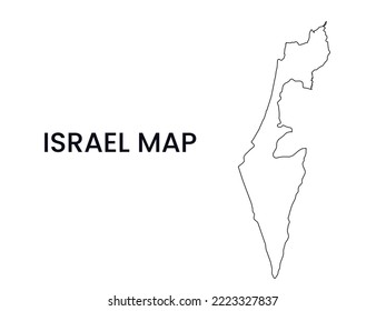 Map of Israel, Outline Map Israel vector Illustration, Map of Israel with an outline. Israel map.