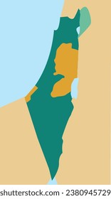 map of israel and palestine, vector