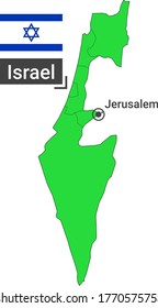 Map of Israel with regions and flag