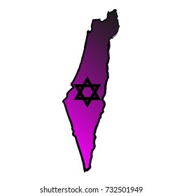 Map of Israel with the Star of David