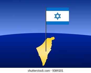 Karte Israels und ihrer Flagge auf Polgrafik