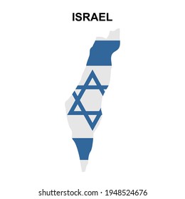 Map of Isreal with national flag icon vector symbol.