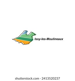 Map of Issy Les Moullineaux vector design template, national borders and important cities illustration on white background