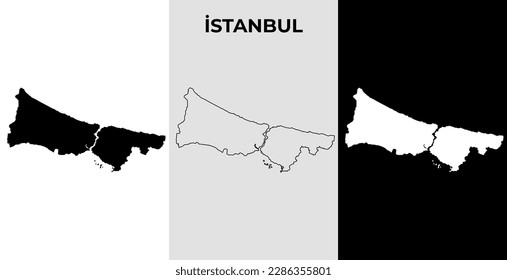 Map of Istanbul, Turkey region outline silhouette vector illustration, scribble sketch City of Istanbul map