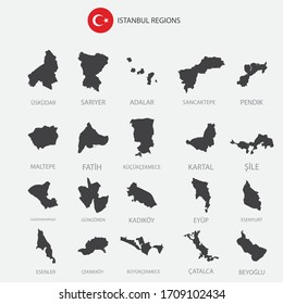 Map of Istanbul - Turkey regions, graphic element Illustration template design
