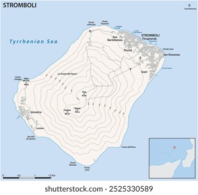 Landkarte der italienischen Mittelmeerinsel Stromboli