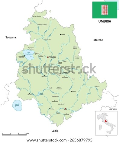 Map of the Italian region of Umbria