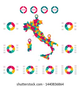 Map of the Italian Republic. Vector image of a global map in the form of regions (regions) in Italy. Easy to edit