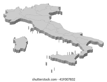 Map - Italy - 3D-Illustration