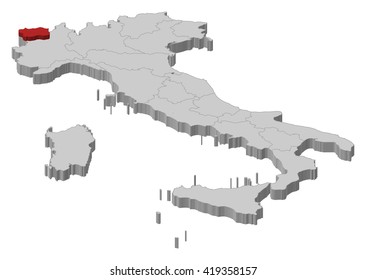 Map - Italy, Aosta Valley - 3D-Illustration