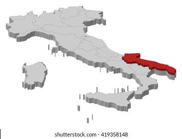 Map - Italy, Apulia - 3D-Illustration