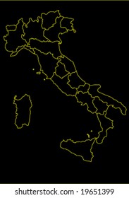 map of italy black and yellow vector illustration