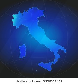 Map of Italy in blue color. Template for website, annual report, news, infographics. Vector Illustration 