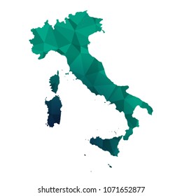 Map of Italy - Blue Geometric Rumpled Triangular , Polygonal Design For Your. vector illustration Eps10.