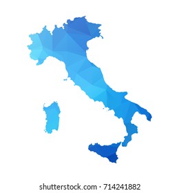 Map of Italy - Blue Geometric Rumpled Triangular , Polygonal Design For Your. vector illustration Eps10.