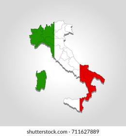 Map of Italy with the boundaries of the cities of the country. Vector