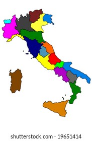 map of Italy colored vector illustration