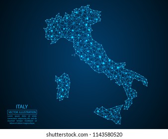 A map Italy consisting 3D triangles  lines  points    connections  Vector illustration the EPS 10 
