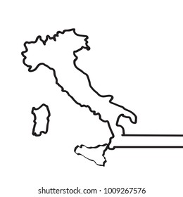 Map of Italy. Continous line
