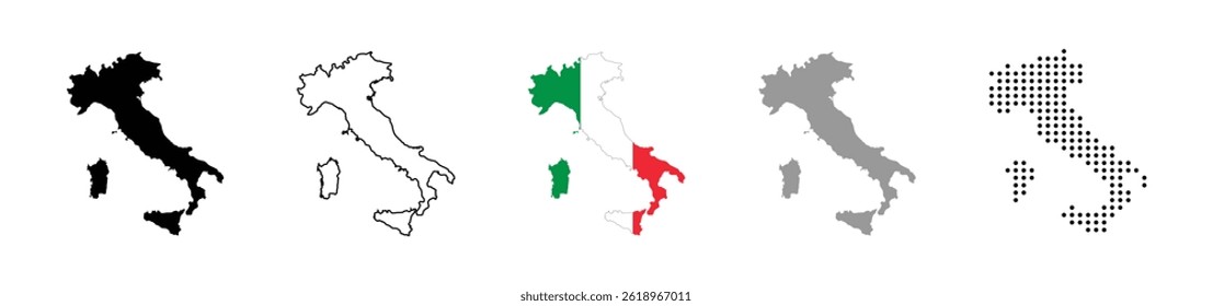 Map of Italy in different styles. Vector illustration