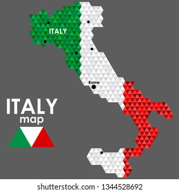 Map of Italy in flag color. Polygonal style