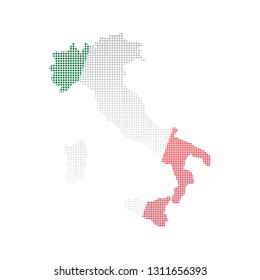 Map of Italy with flag. Pointillism style. Vector illustration design