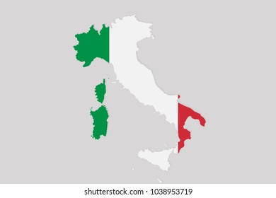 map of italy with flag,vector illustration