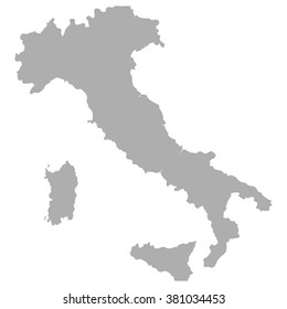Map of Italy in gray on  a white background