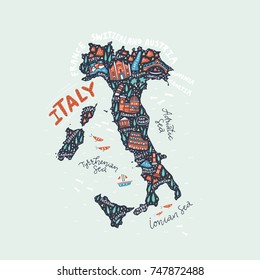 Map of Italy - handdrawn illustration