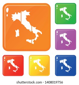 Map of Italy icons set collection vector 6 color isolated on white background