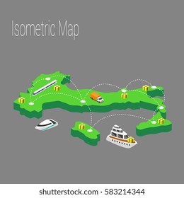 Map Italy isometric concept. 3d flat illustration of Map Italy. Italy  map infographics design template