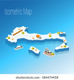 Map Italy isometric concept. 3d flat illustration of Map Italy.
